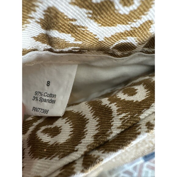 J Crew Tan Geometric Print City‎ Fit Cropped Chino Pants Women’s Size 8 - Picture 4 of 9